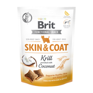 Brit Care Dog Functional Snack Skin and Coat Krill - лакомство за кожа и козина с ракообразни и кокос 150 гр