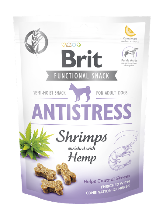 Brit Care Dog Functional Snack Antistress Shrimps - антистрес лакомство със скариди и коноп 150 гр