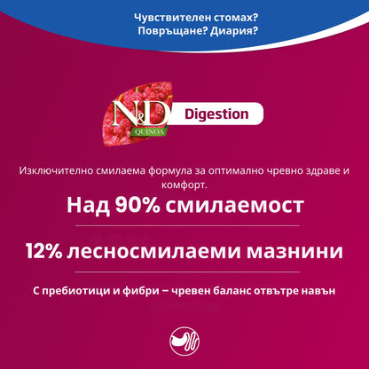 N&D Dog Quinoa Digestion - консерва за кучета с агнешко, копър, мента и артишок 285 гр