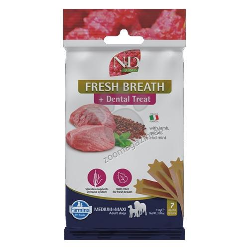 N&D Dog Dental Treat Fresh Breath Adult Medium and Maxi - дентални лакомства за кучета от средни и едри породи с киноа, агнешко и мента 100 гр
