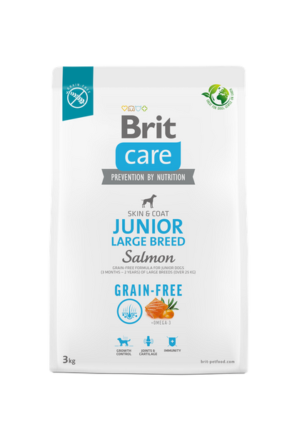 Brit Care Dog Grain-free Junior Large Breed - пълноценна храна за кученца от големи породи със сьомга