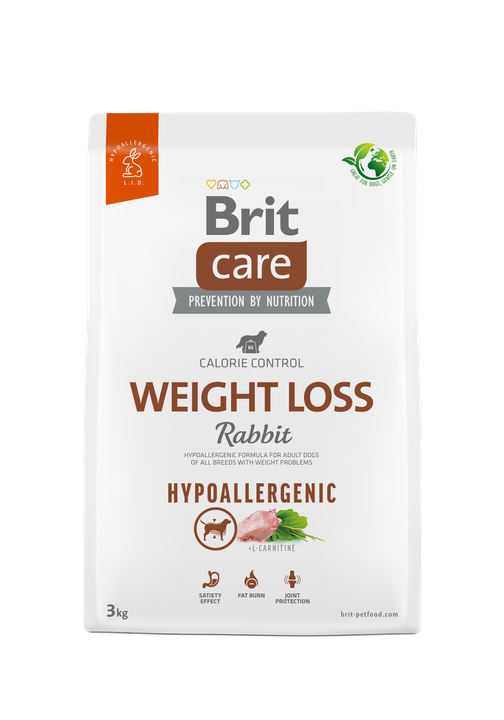 Brit Care Dog Hypoallergenic Weight Loss - хипоалергенна храна за кучета с проблеми с теглото със заешко и ориз