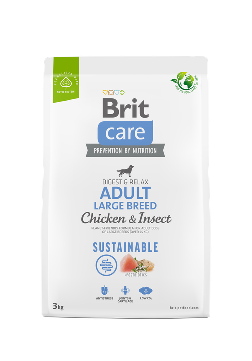 Brit Care Dog Sustainable Adult Large Breed - храна за кучета от големи породи с пилешко месо и насекоми
