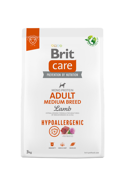 Brit Care Dog Hypoallergenic Adult Medium Breed - хипоалергенна храна за кучета от средни породи с агнешко месо