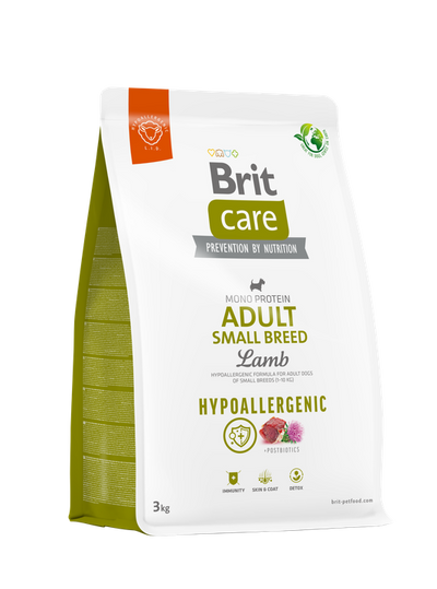 Brit Care Dog Hypoallergenic Adult Small Breed - хипоалергенна храна за възрастни кучета от малки породи с агнешко месо и ориз