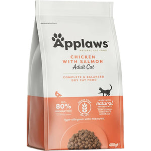 Applaws Adult Chicken with Extra Salmon - пълноценна храна с пилешко месо и сьомга, за котки над 12 месечна възраст 7.5 кг.