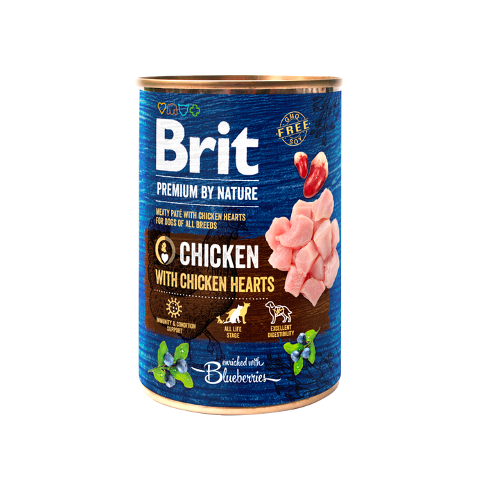 Brit Premium by Nature Chicken with Hearts - консерва за кучета с пилешко и сърца