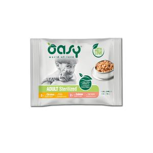 Oasy Wet Cat Bocconcini MultiPack ADULT STERILIZED SELECTION - пакет паучове за стерилизирани котки 4X85 гр.