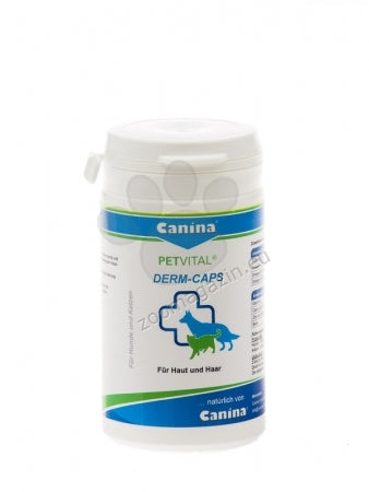 РАЗПРОДАЖБА Canina Petvital Derm-Caps - хранителна добавка за проблеми свързани с кожата и козината 100 капсули