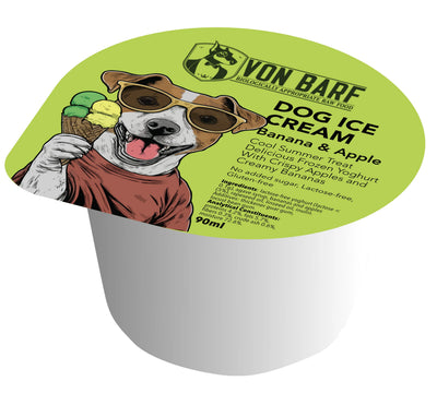 Von Barf Banana and Apple Ice Cream - сладолед за куче с банан и ябълка 90 мл