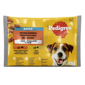 Pedigree Pouch Mix - паучове за куче с говеждо, пилешко и черен дроб 4 х 100 гр