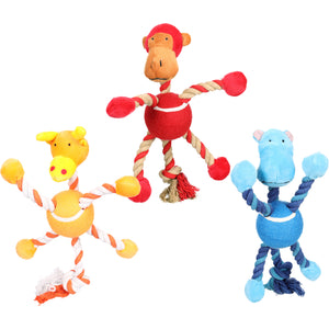 Flamingo Toy Animals with Ball and Rope - играчка за кучета с въже и топка 14 / 31 / 19 см