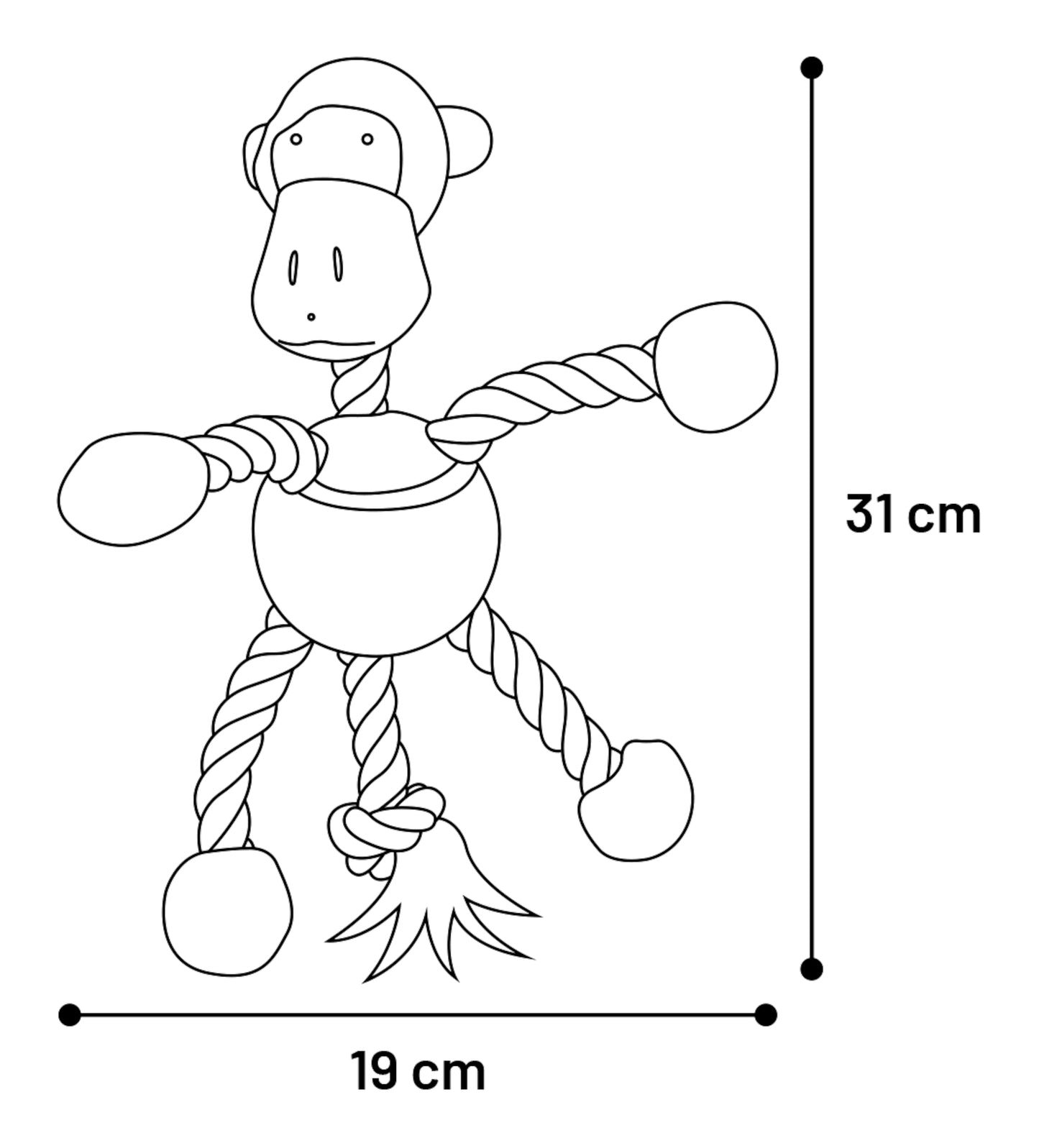 Flamingo Toy Animals with Ball and Rope - играчка за кучета с въже и топка 14 / 31 / 19 см