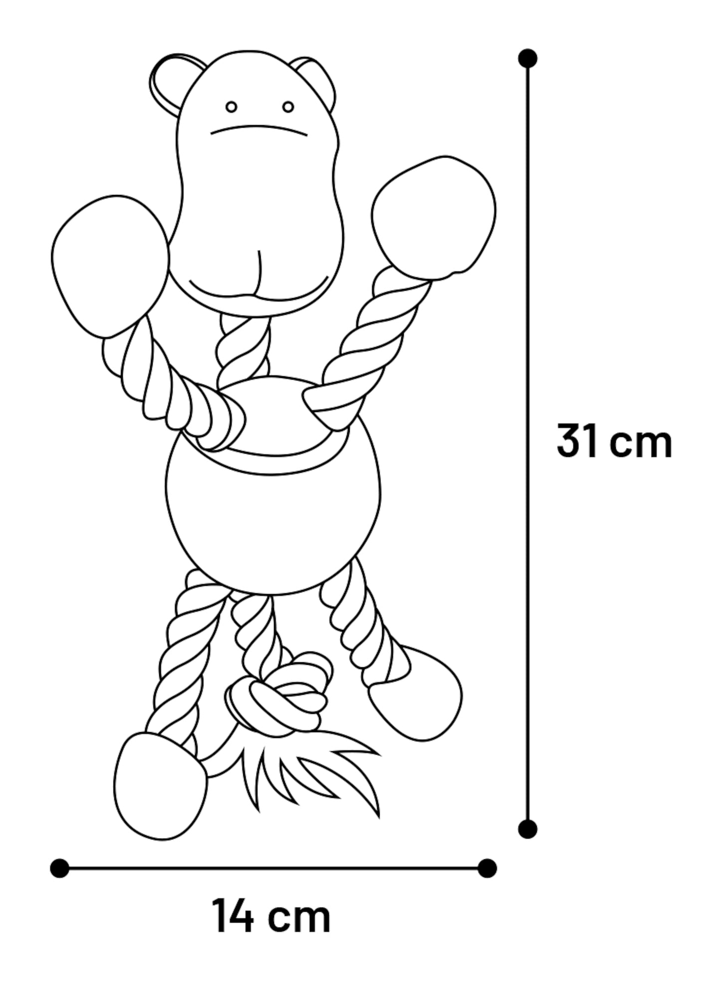 Flamingo Toy Animals with Ball and Rope - играчка за кучета с въже и топка 14 / 31 / 19 см