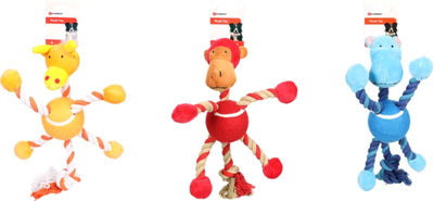 Flamingo Toy Animals with Ball and Rope - играчка за кучета с въже и топка 14 / 31 / 19 см