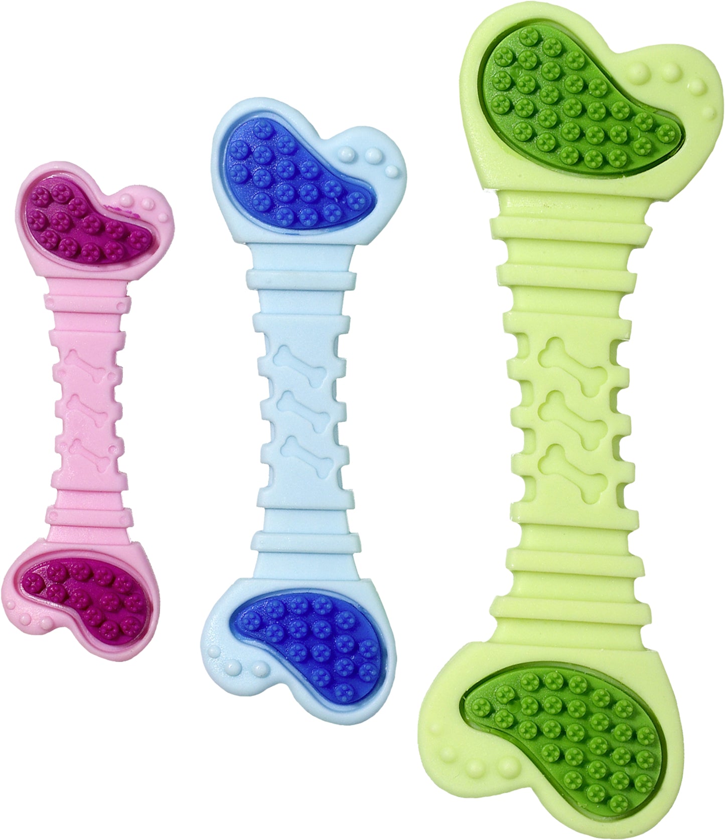 FLAMINGO Toy Puppy Ruffus Bone - дентална играчка за куче /син, розов, зелен/