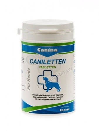 РАЗПРОДАЖБА Canina Caniletten - хранителна добавка за кучета за растежа на костите, зъбите и мускулите, обмяната на веществата, апетита, храносмилането и пигментацията