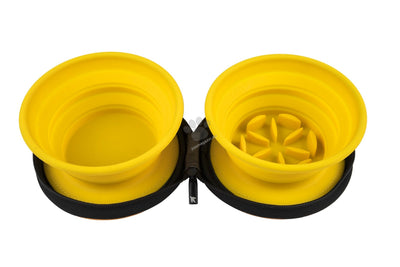 Kiwi Walker Double Travel Bowl with slow feeder - сгъваеми купички за храна и вода   син