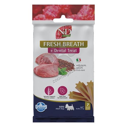N&D Dog Dental Treat Fresh Breath Adult Mini - дентални лакомства за кучета от дребни породи с киноа, агнешко и мента 60 гр