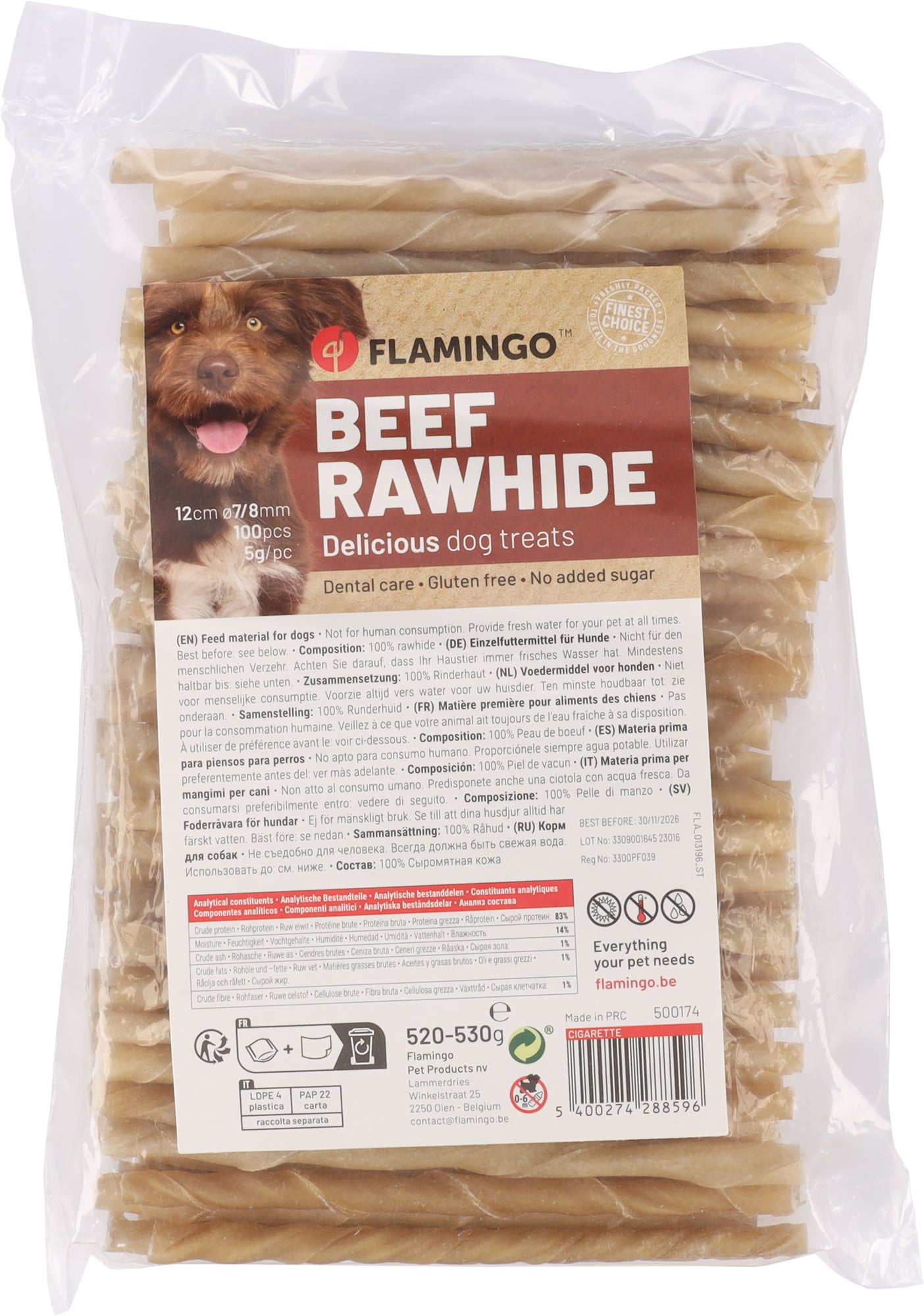 FlamingoSnacks Rawhide Cigarette - лакомство от пресована кожа 520 гр