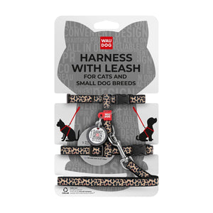 Waudog Harness with Lead Leopard XS - нагръдник с повод за котка с QR код за сигурност 25 / 40 см / 10 мм