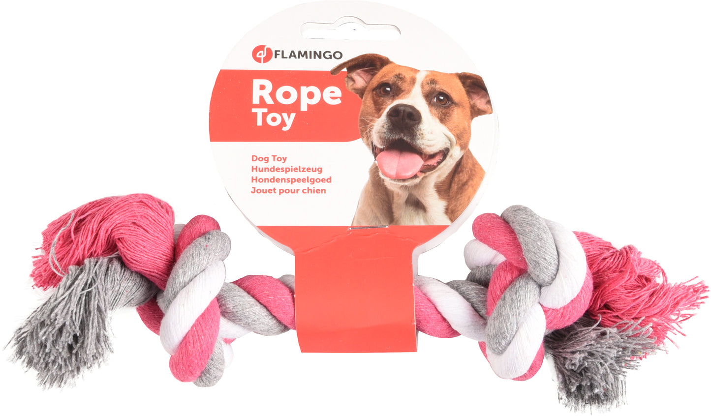 Flamingo Jim Cord with 2 Knots Fuchsia - играчка за куче, розова
