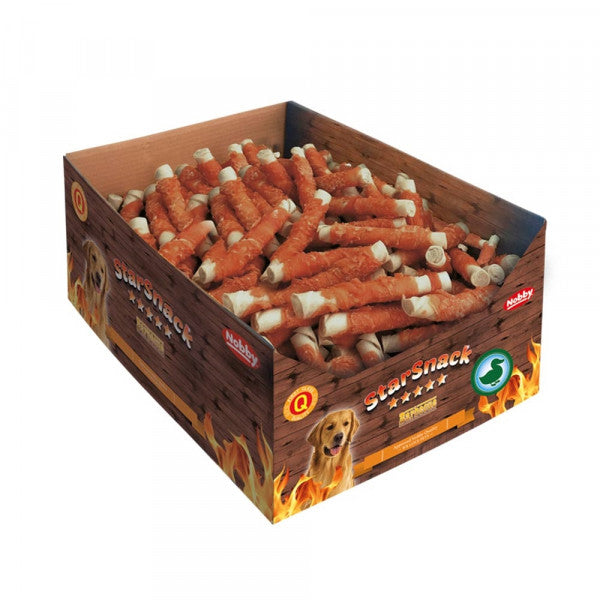 Nobby StarSnack Barbecue Wrapped Duck - солета от пресована кожа с патешко месо, кутия, 13 см, 130 бр