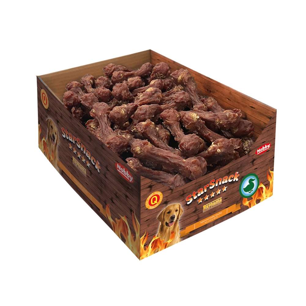 Nobby StarSnack Barbecue Duck Bone - кокал от пресована кожа с патешко месо, кутия, 18 см, 120 бр