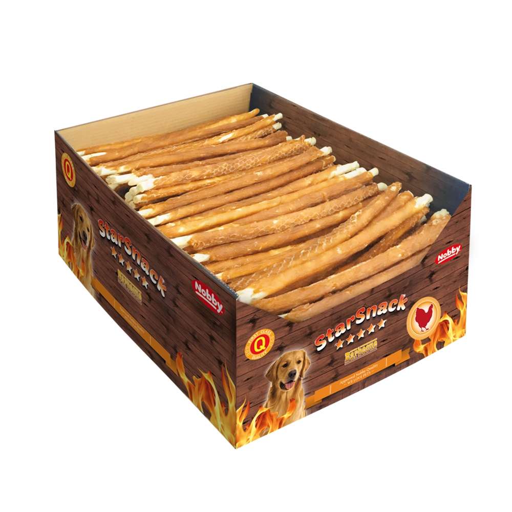 Nobby StarSnack Barbecue Wrapped Chicken - солети от пресована кожа с пилешко месо в кутия