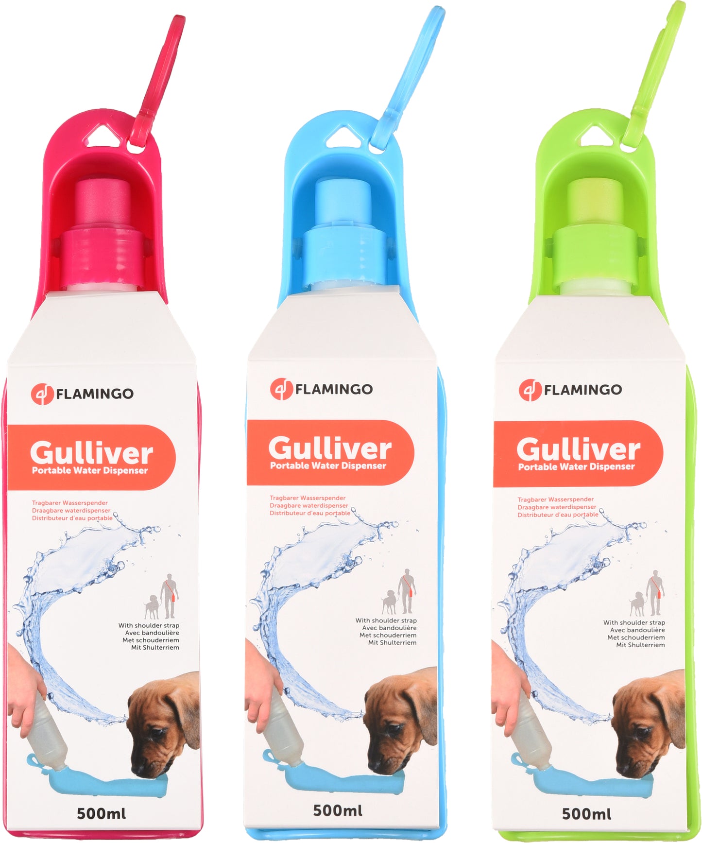 Flamingo Water Dispenser Gulliver Hawai - преносима бутилка за вода 500 мл. /синя, зелена, червена/