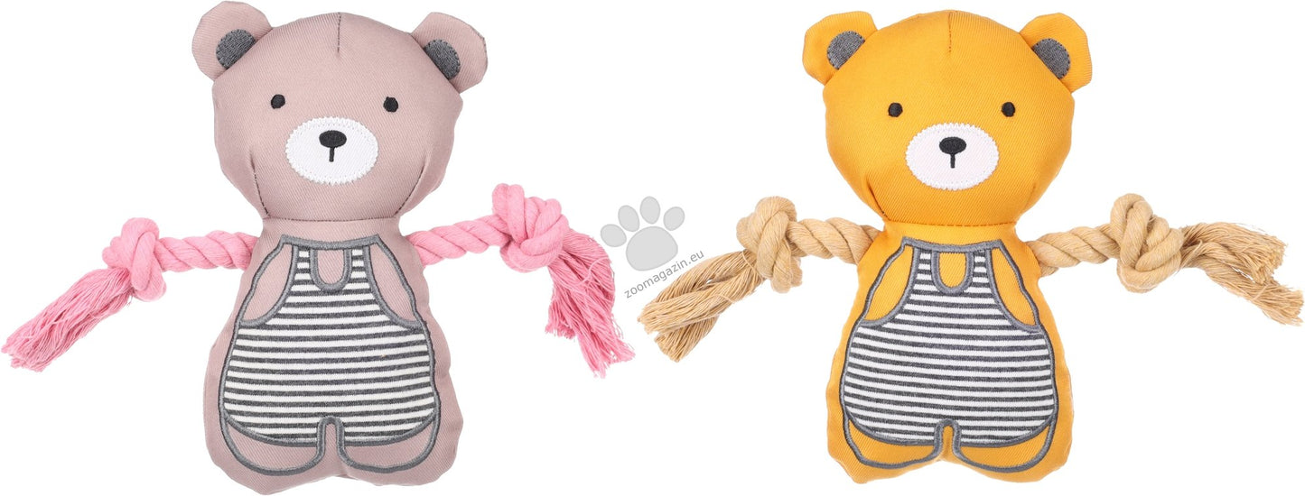 Flamingo Toy Puppy Britty Bear with rope - плюшена играчка за кученца 21 / 5,5 / 17,5 см