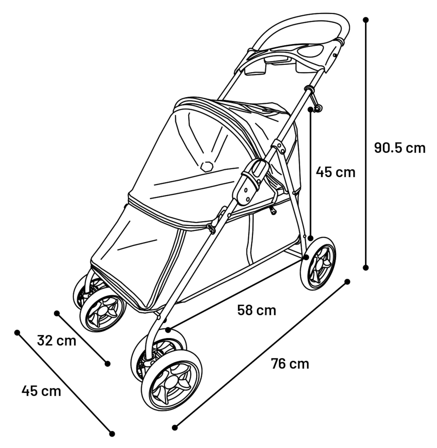 Flamingo Buggy Damio Red - количка за кучета 76 / 45 / 90.5 см