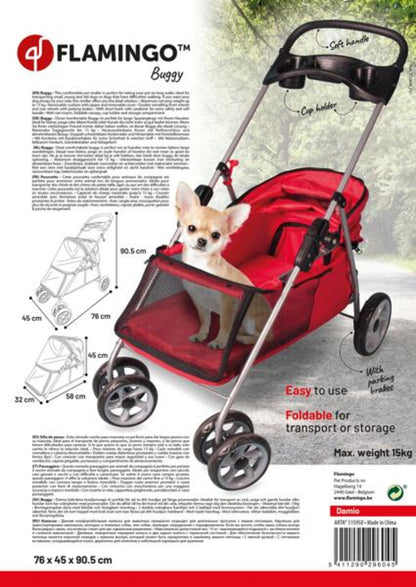 Flamingo Buggy Damio Red - количка за кучета 76 / 45 / 90.5 см