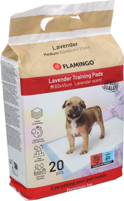 Flamingo Training Pads М - хигиенни подложки за кучета с аромат на лавандула 60 x 45 см, 20 бр