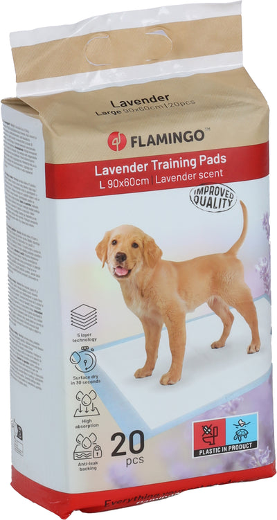 Flamingo Training Pads L - хигиенни подложки за кучета с аромат на лавандула 90 x 60 см, 20 бр