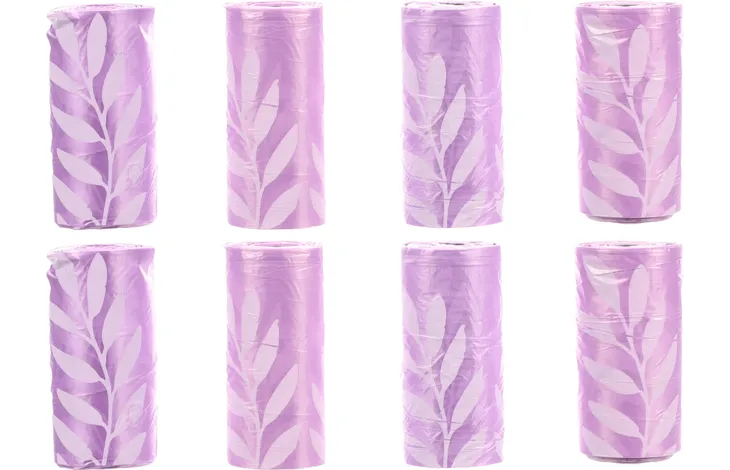 FLAMINGO Poop Bag Basic With Lavender - хигиенни пликчета с аромат на лавандула, 8 ролки по 15 броя