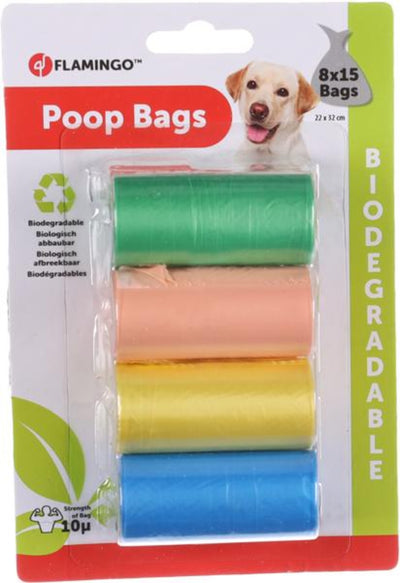 Flamingo Afbria Poop Bags - хигиенни пликчета за куче, 8 ролки по 15 пликчета