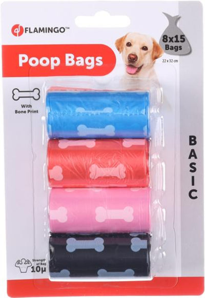 Flamingo Poop Bags Basic - хигиенни пликчета 8 ролки по 15 пликчета
