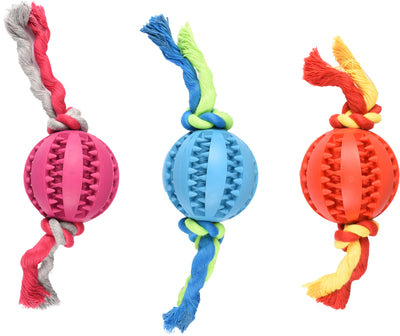 Flamingo Rubber Dental Ball with Rope - дентална топка за куче с въже 7 см.
