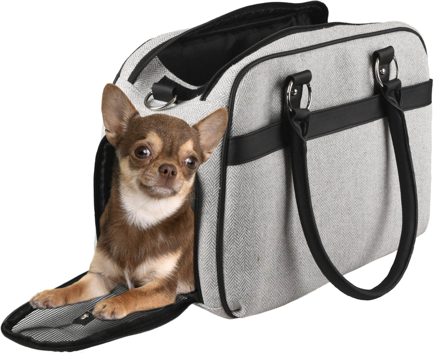 Flamingo Carrying Bag Justine Light Grey - чанта от плат за кучета, светлосив 44 / 23 / 32 см