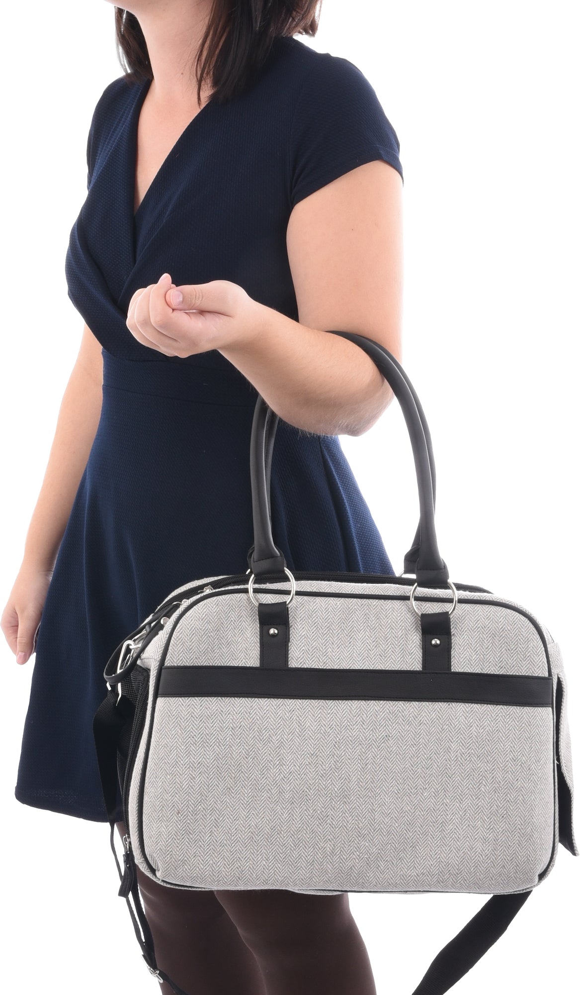 Flamingo Carrying Bag Justine Light Grey - чанта от плат за кучета, светлосив 44 / 23 / 32 см