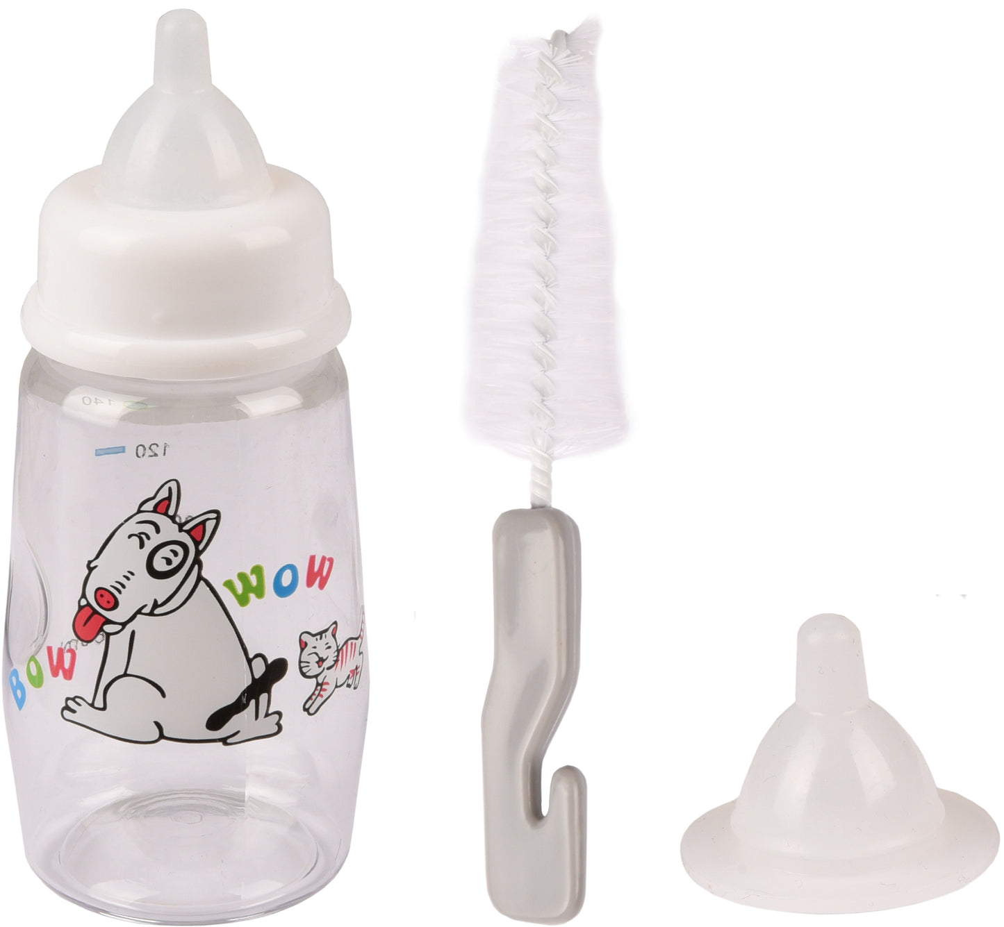 Flamingo Feeding Set Akela - комплект бутилка с биберон и четка 140 мл