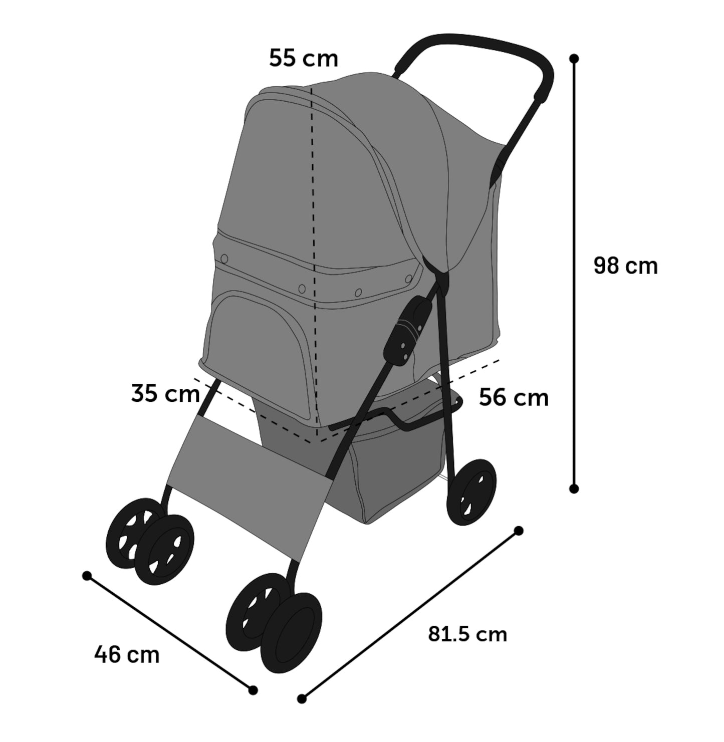 Flamingo Buggy Anda Black - количка за кучета / 46 / 81,5 / 98 / см.