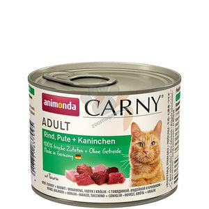 Carny Beef, Turkey and Rabbit - консерва за котки с говеждо, пуешко и заешко месо, стек 6 х 200 гр