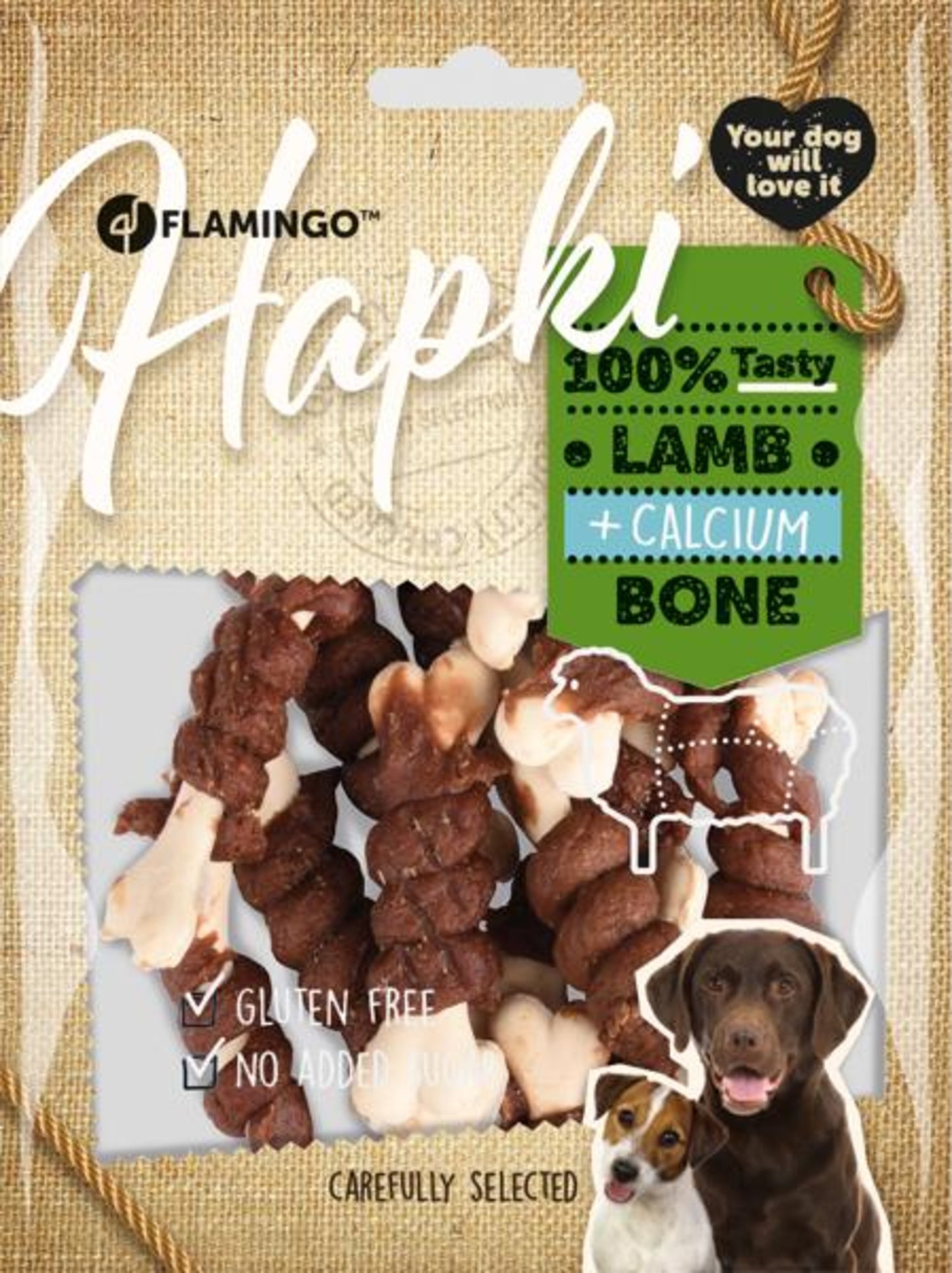 Flamingo Hapki Calcium Bone with Lamb - лакомство за куче с агнешко месо 150 гр