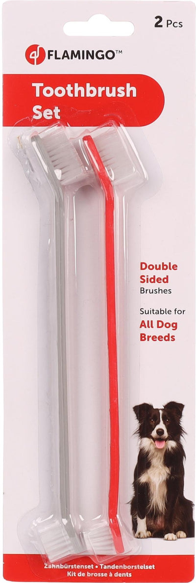 Flamingo Tara Toothbrush - четка за зъби за всички породи кучета 21 см., 2 броя