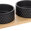 Flamingo Feeding and Drinking bowl Duo Dinner Nervo - купички с дървена поставка 2 х 1,7 л
