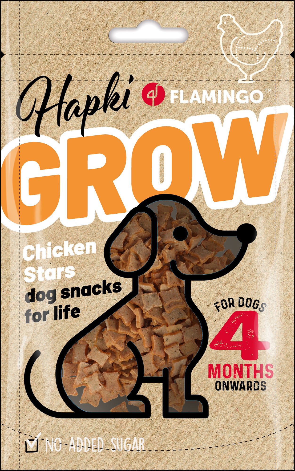 Flamingo Hapki Grow Stars with Chicken - лакомство за кученца с пилешко месо 85 гр