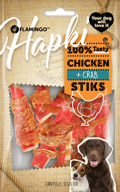 Flamingo Hapki Stick with Crab and Chicken - лакомство за куче с раци и пилешко месо 85 гр
