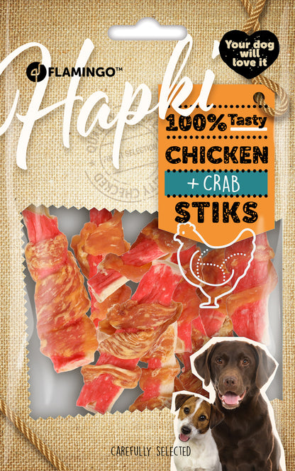Flamingo Hapki Stick with Crab and Chicken - лакомство за куче с раци и пилешко месо 85 гр